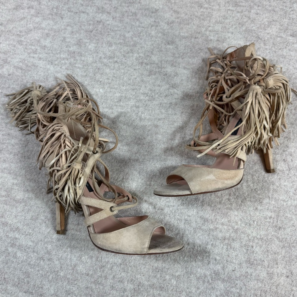Marissa Webb Beige Fringe Heels
